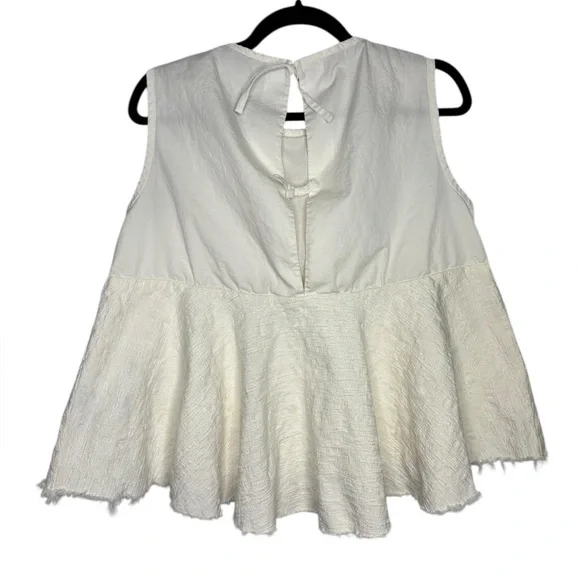 Tibi White Peplum Babydoll Sleeveless Boho Flowy Blouse Size 8 - Picture 3 of 12